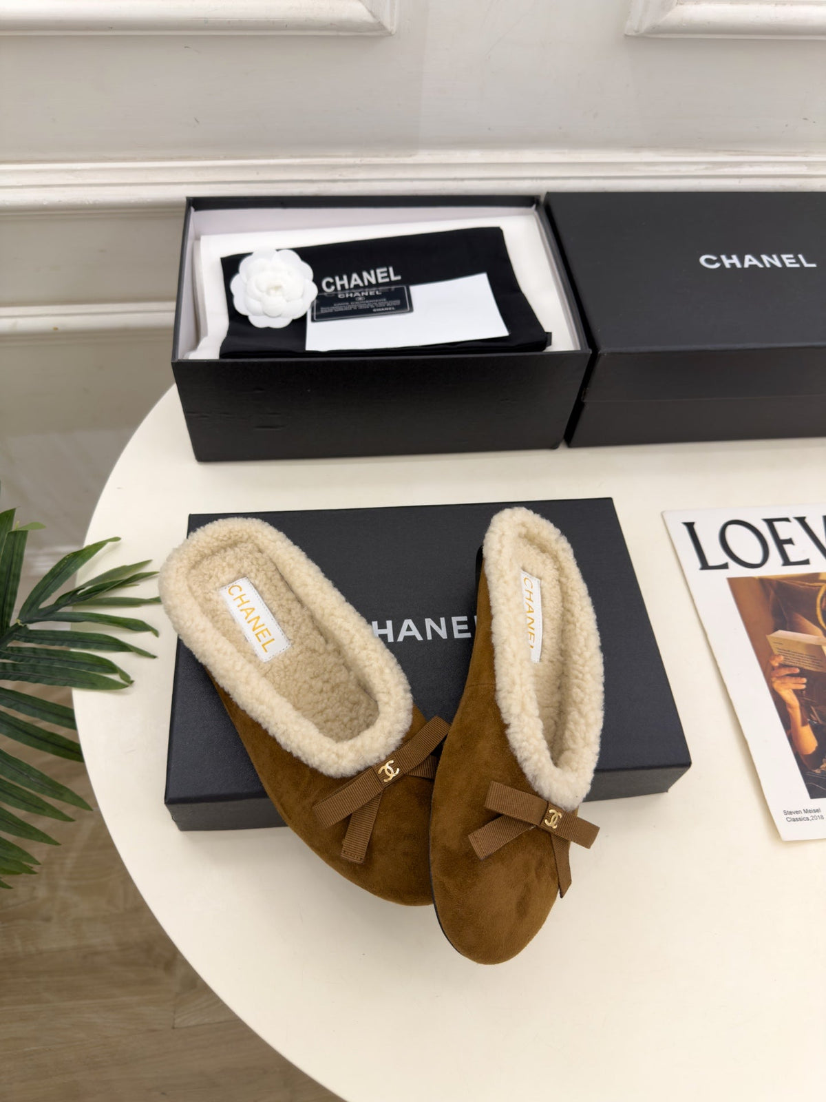 CC 26s Mules Dark Brown Shearling 111936