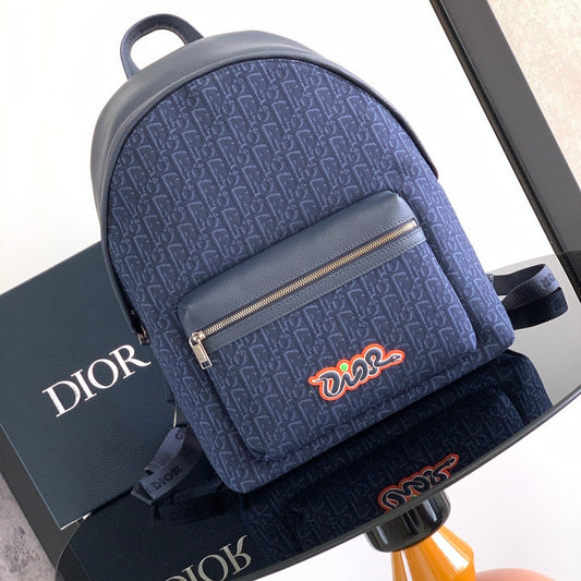 Dior Rider 2.0 Zipper Backpack Navy Blue Cowhide 336223
