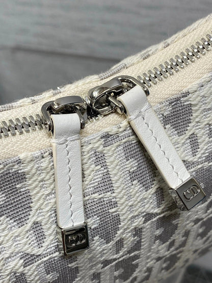CD Diorling 19cm Bag White Grey Cotton Calfskin 289144
