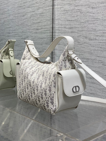 CD 2026 D-Dream Oblique Jacquard 24cm White Grey Cotton Calfskin 289148
