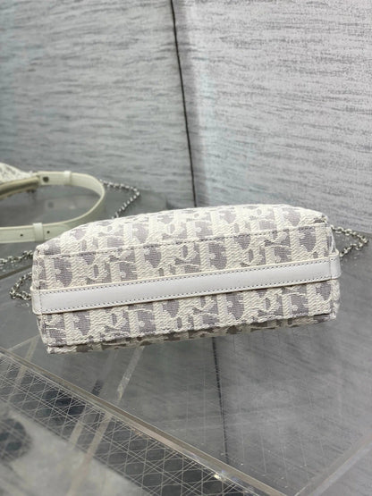 CD Diorling 19cm Bag White Grey Cotton Calfskin 289144
