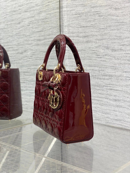 CD 2026 Bow Lady Dior 20cm Red Patent Leather 289215