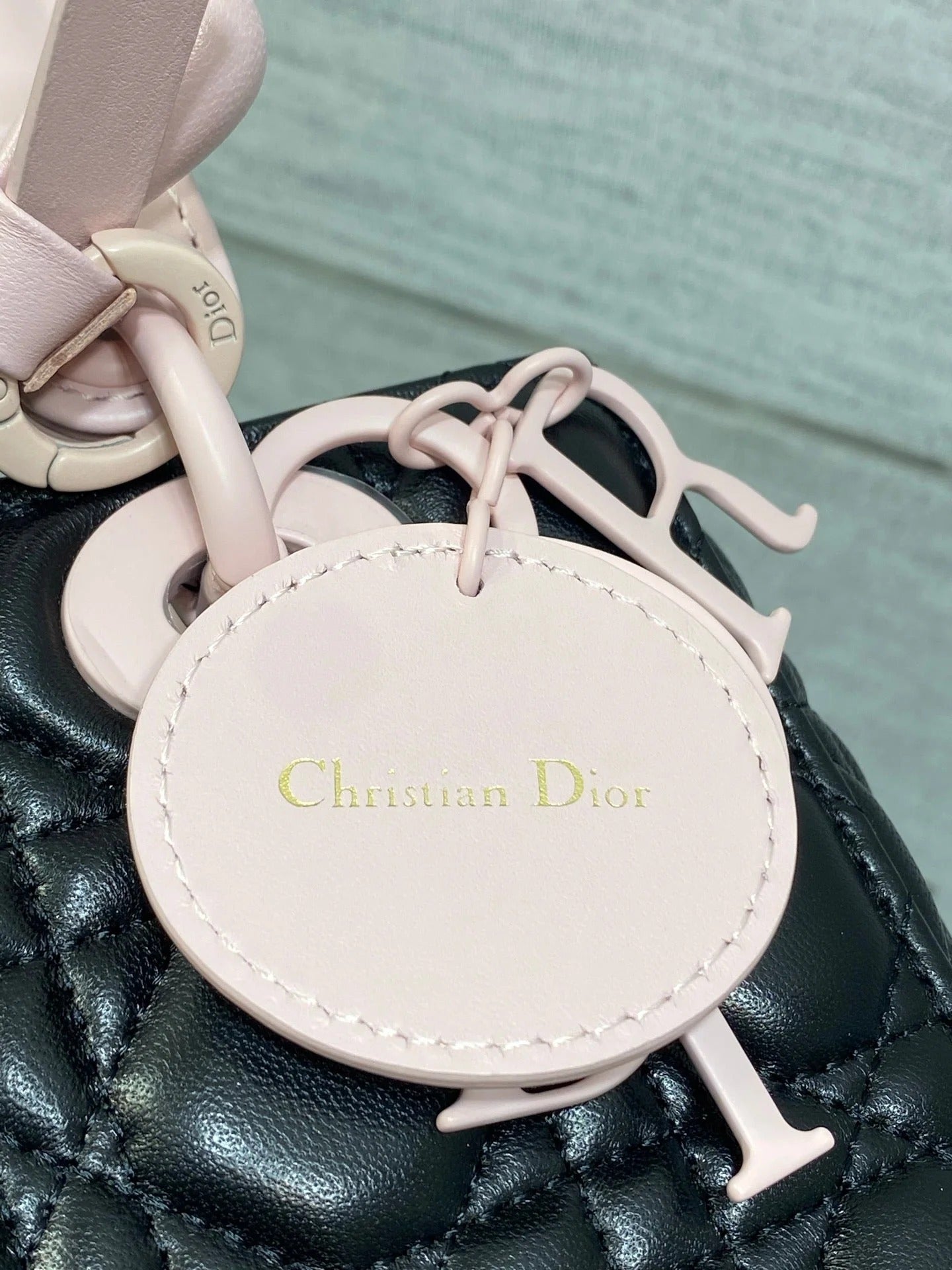 CD 2026 Bow Lady Dior 20cm Black Pink Cannage Lambskin 289164
