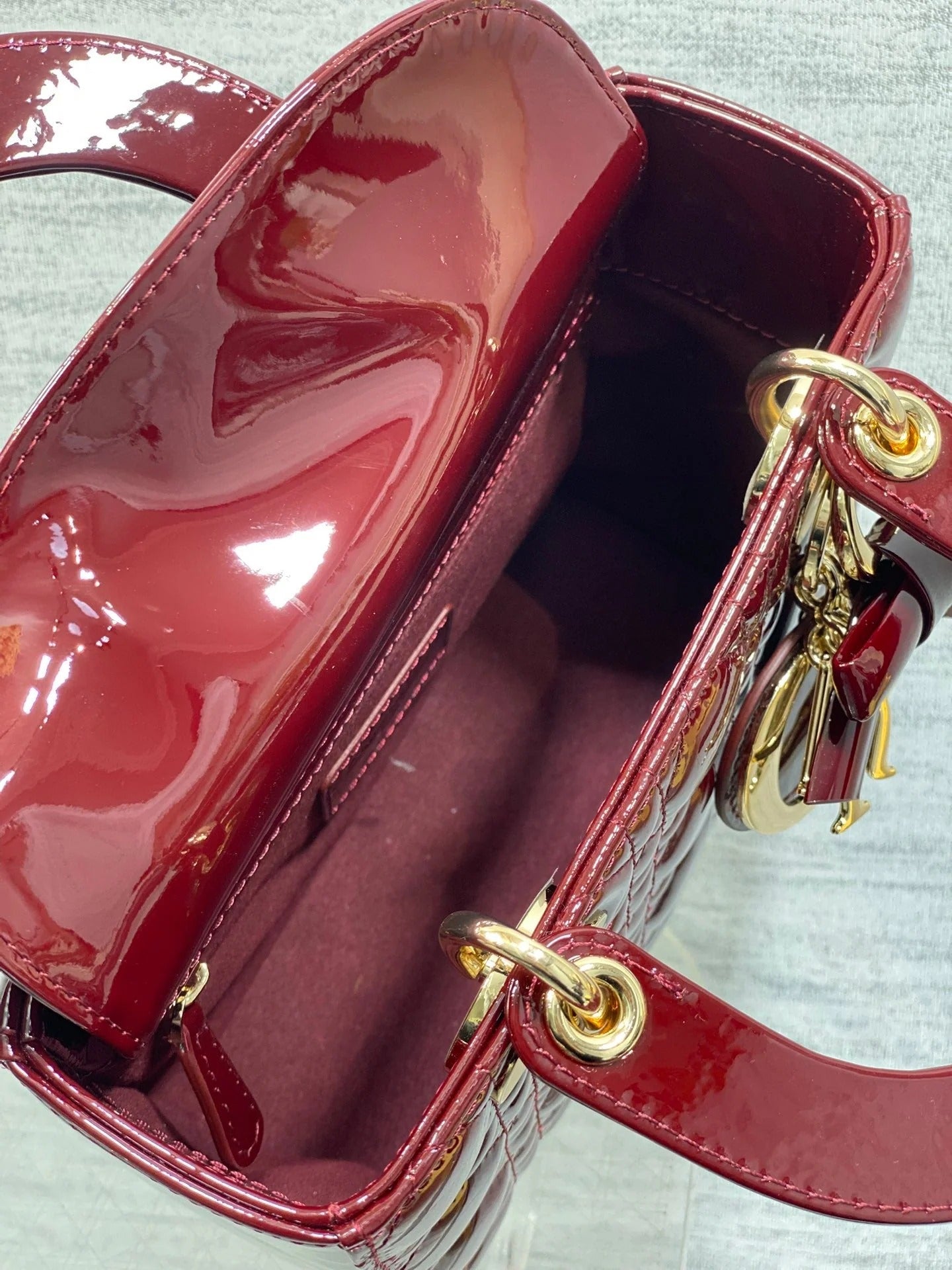 CD 2026 Bow Lady Dior 20cm Red Patent Leather 289215