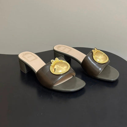 CD D-Club Retro CD Letter Metal Buckle Sandals 45mm Leather 846977