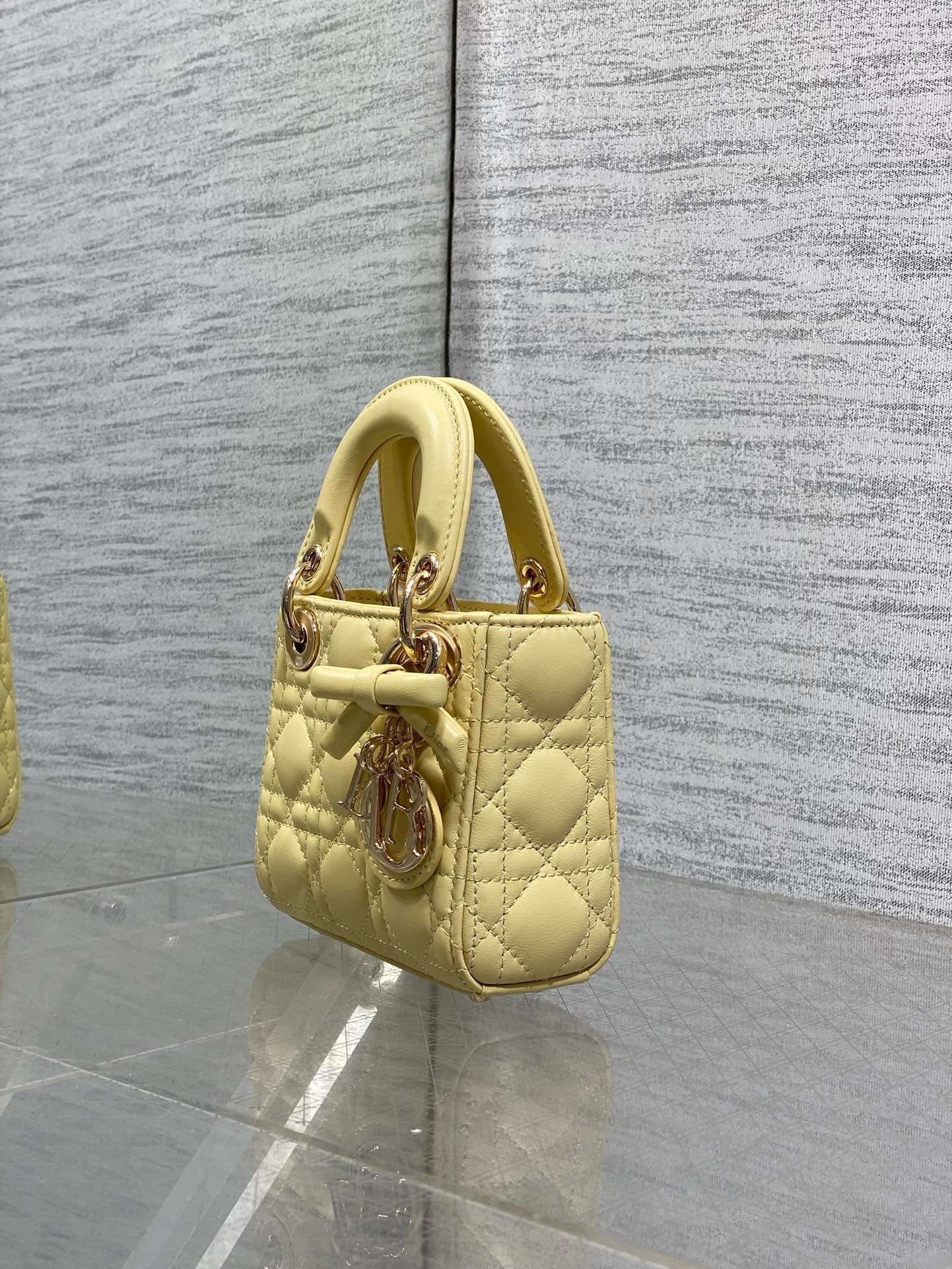 CD 2026 Bow Lady Dior Yellow Lambskin 286571