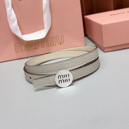 Miumiu 2026 Round Logo Buckle Belt 15mm Cowhide 215692