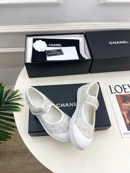Chanel 2026 Mary Jane Shoes Sheepskin Tweed 831463