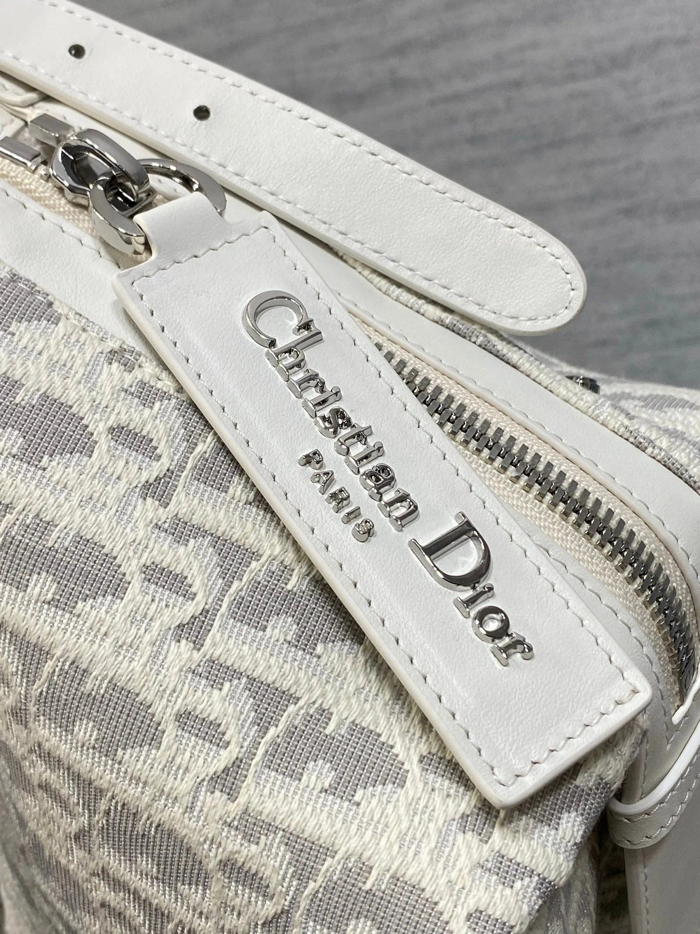 CD 2026 D-Journey Bag 25.5cm White Grey Cotton Calfskin 289150