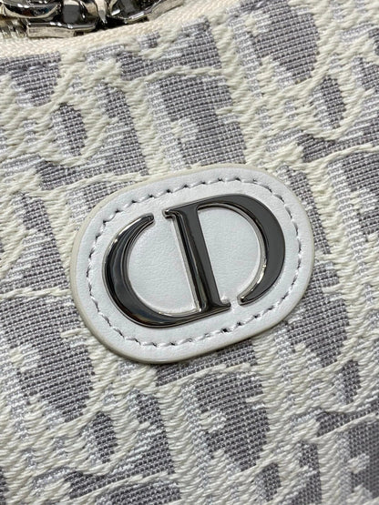 CD Diorling 19cm Bag White Grey Cotton Calfskin 289144