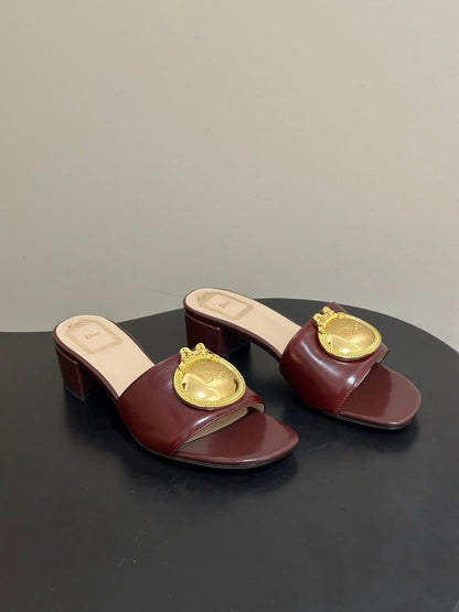 CD D-Club Retro CD Letter Metal Buckle Sandals 45mm Leather 846977