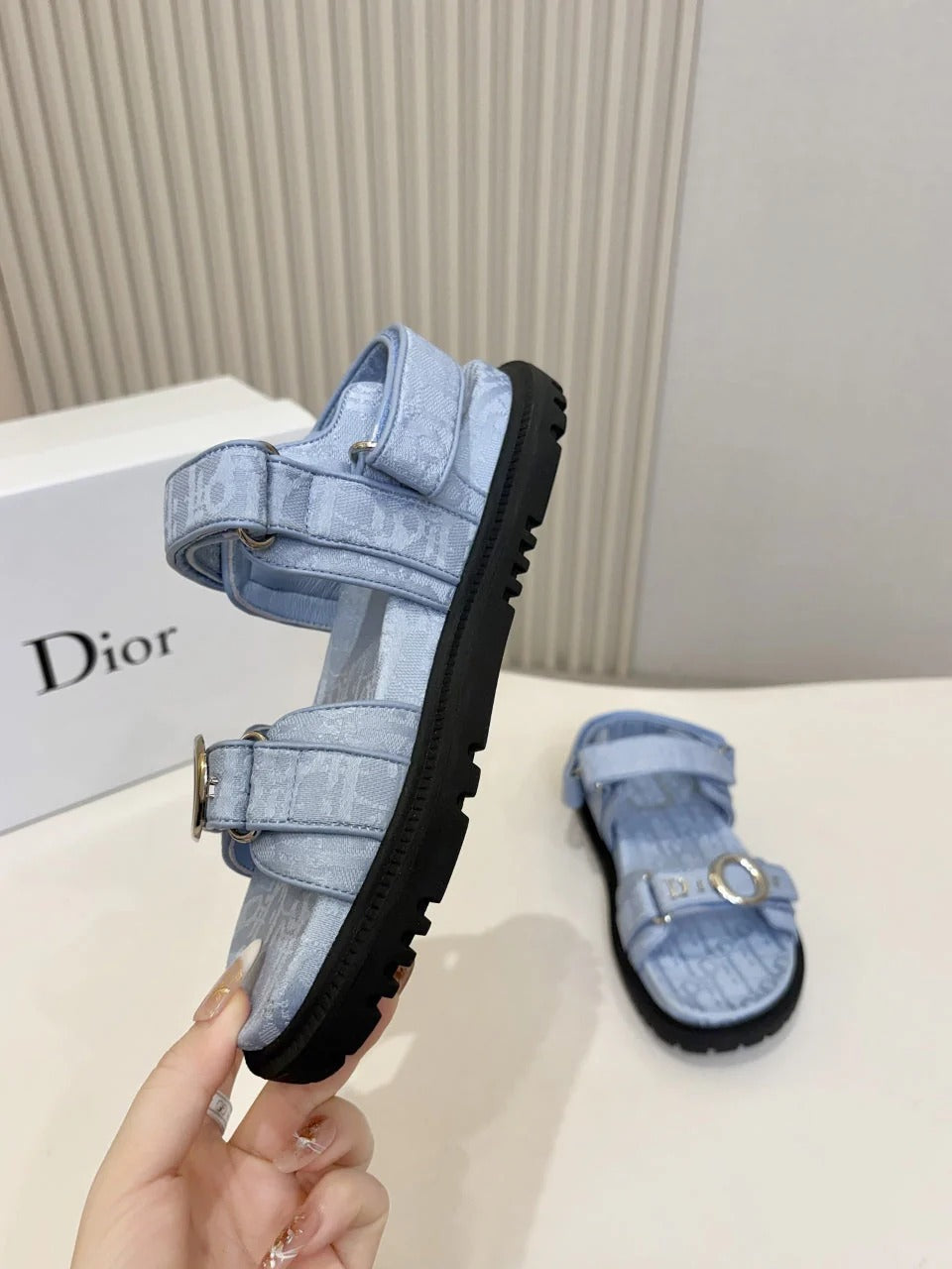 CD 2026 Sandal Blue Fabric Leather 846482