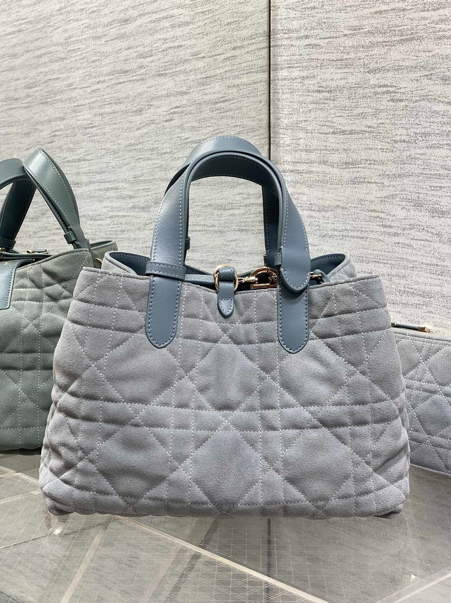 CD 2026 Toujours Bag Blue Grey Suede Leather 286497