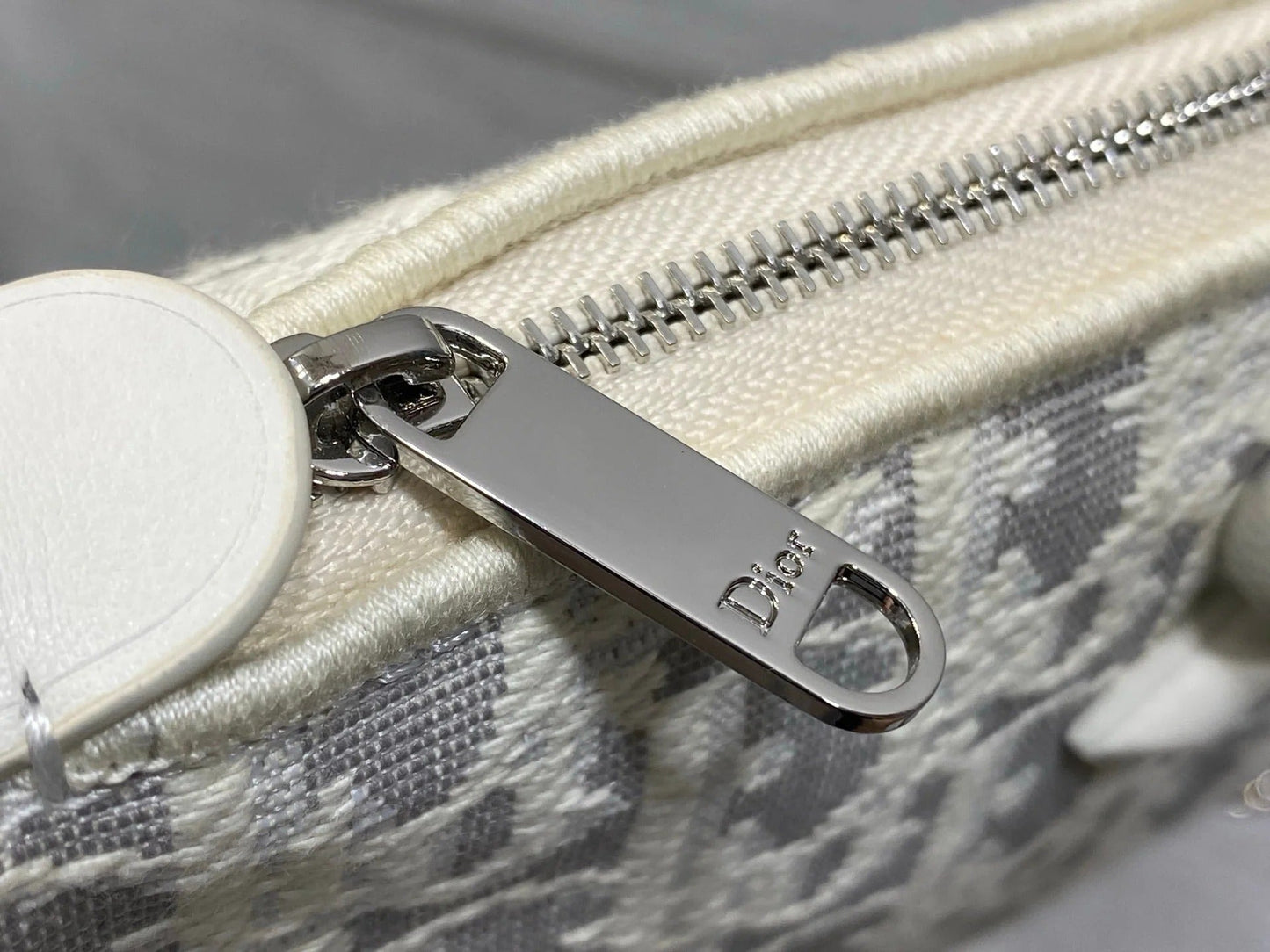 CD 2026 Promenade 22cm Bag White Grey Cotton Calfskin 289146
