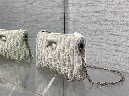 CD 2026 Promenade 22cm Bag White Grey Cotton Calfskin 289146