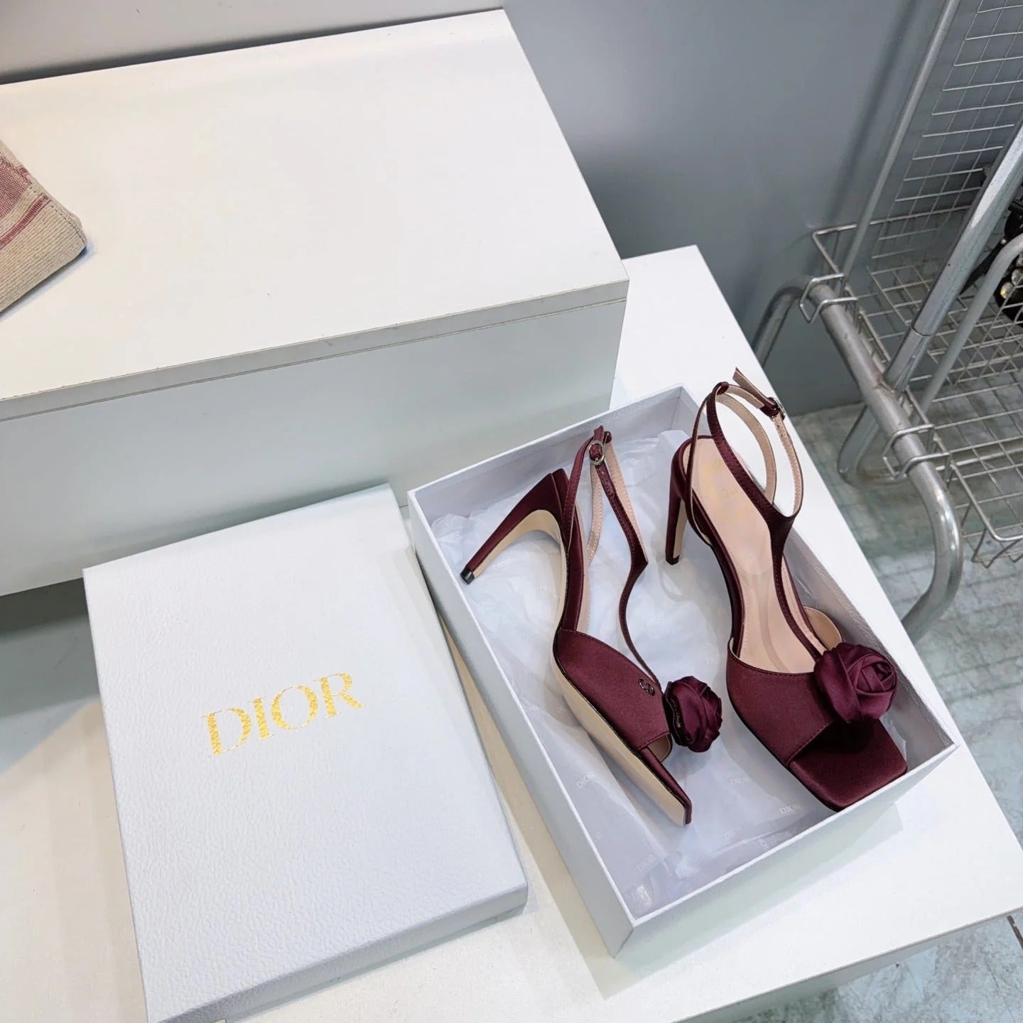 CD 2026 Rose Sandal 95mm Satin Leather 843018