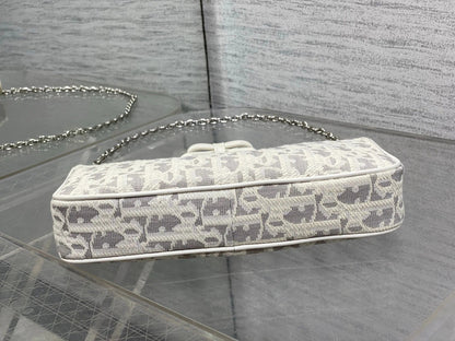 CD 2026 Promenade 22cm Bag White Grey Cotton Calfskin 289146