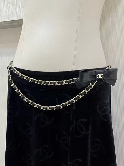 Chanel 2025 Chain Belt Black mix Gold Metal Calfskin