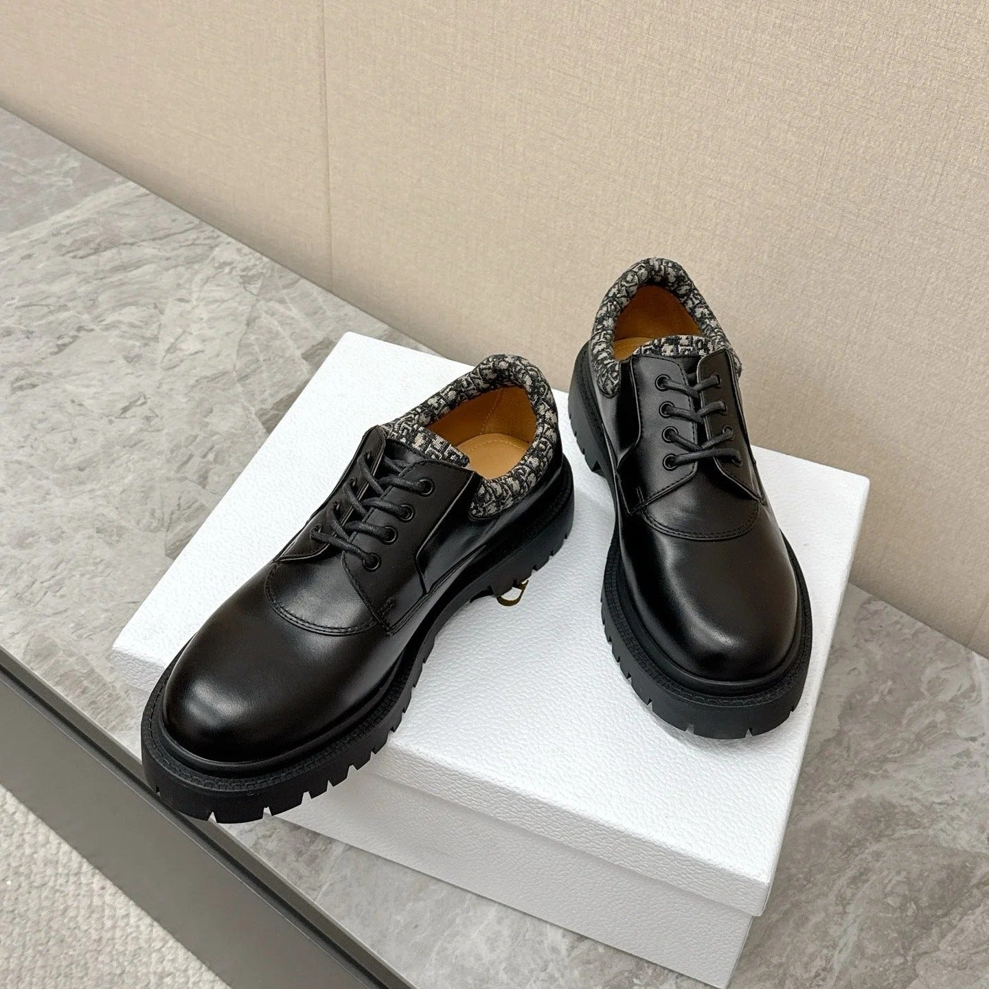 CD 26 Vintage Loafers Oblique Jacquard Black Calfskin 608798