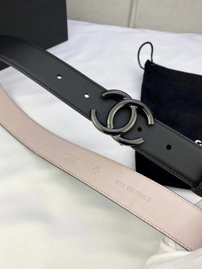 CC Women's Belt 3.0CM Black Cowhide 586503
