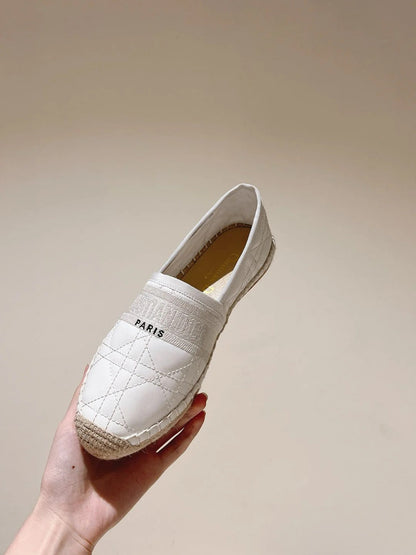 CD 26s Loafers Embroidery Beige Black Cowhide 653265