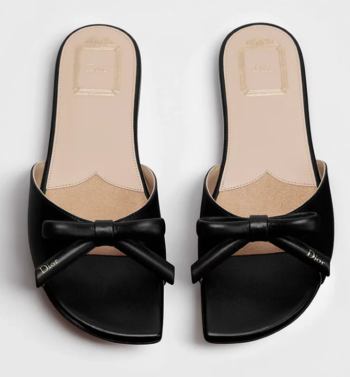 Dior 2026 Bow Slide Black Lambskin