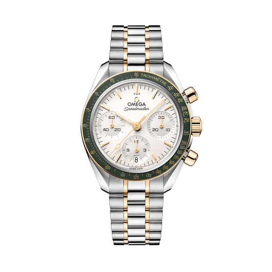 Speedmaster Chronograph Two-Tone 18K Moonshine™ Gold and Steel 38mm - Opaline Silvery on Bracelet