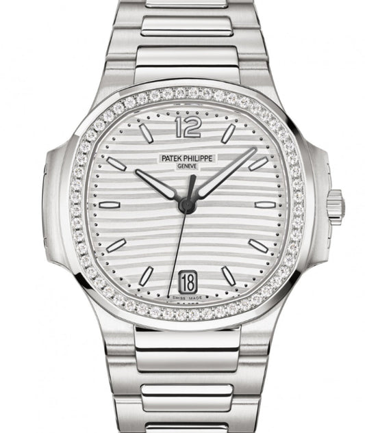 Patek Philippe Nautilus Diamond Bezel Silver Index Dial Ref# 7118 - 1200A-010