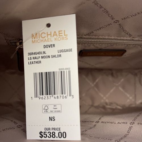NWT Michael Kors Large Dover Half Moon Shoulder Bag In Brown