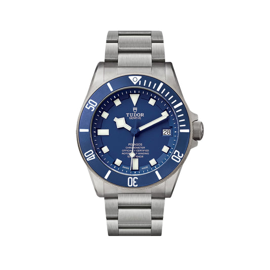 Pelagos Titanium 42mm - Blue, Ceramic Bezel on Bracelet w/ Extra Rubber Strap