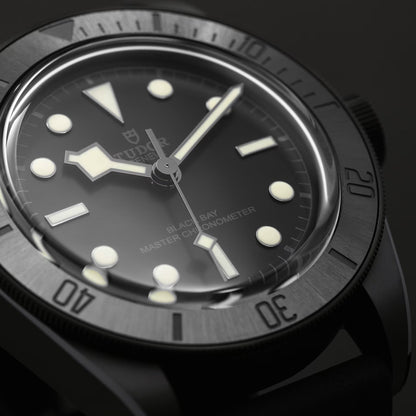 Black Bay Ceramic 41mm - Black on Hybrid Leather/Rubber Strap w/ Extra Fabric Strap