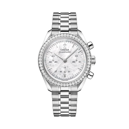 Speedmaster Chronograph 38mm - White, Mother-of-Pearl, Diamond-Set Bezel on Bracelet