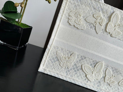 Medium CD Book Tote 36cm Butterfly Zodiac White