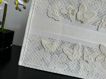 Large CD Book Tote 42cm Butterfly Zodiac White