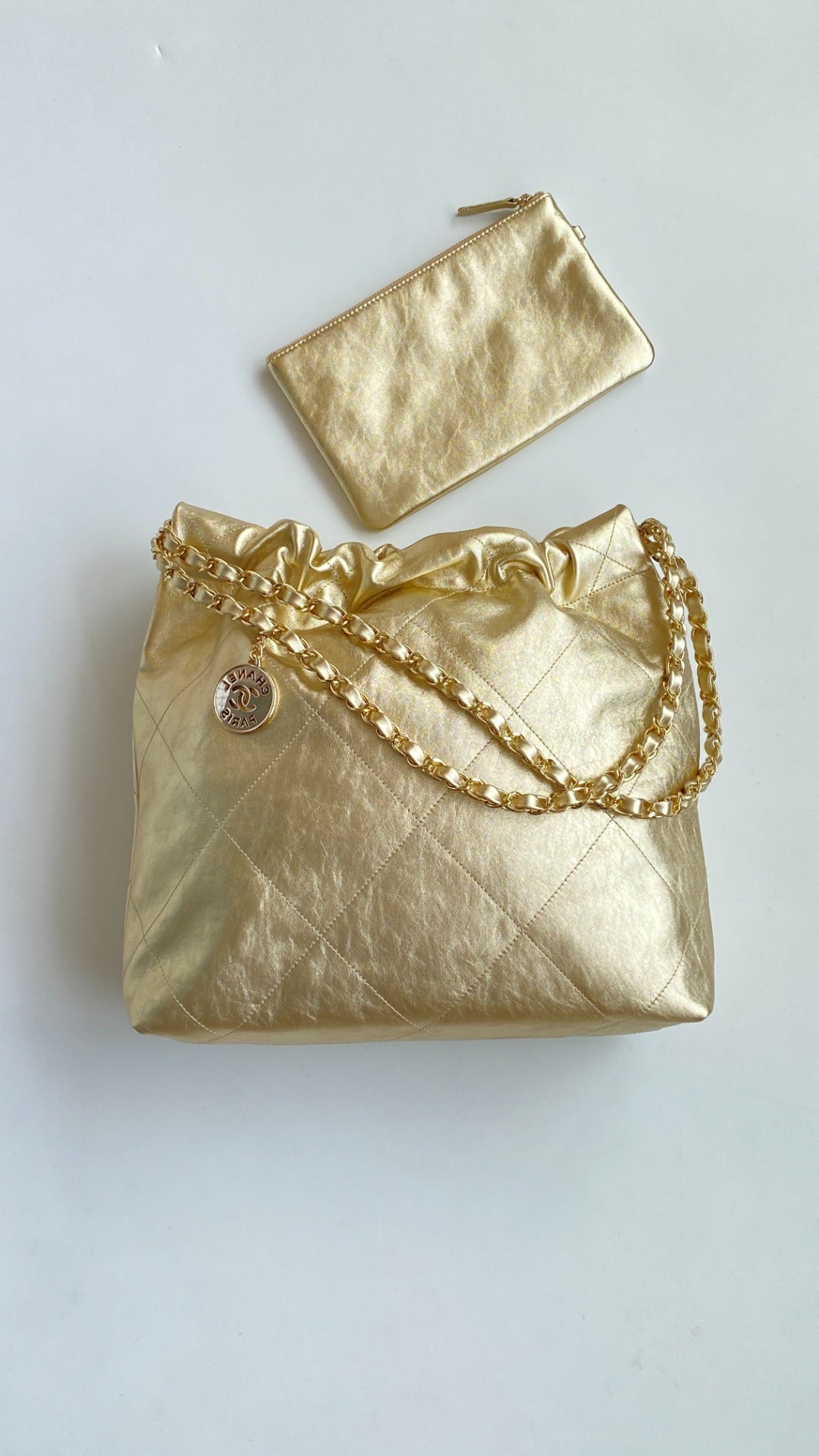 CC Medium Hobo Bag 42Metallic Gold Calfskin